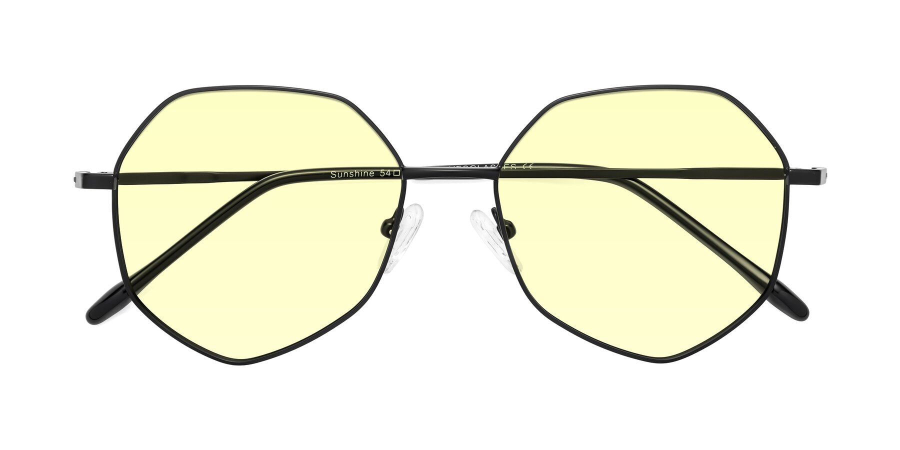 Folded Front of Sunshine in Black with Light Yellow Tinted Lenses