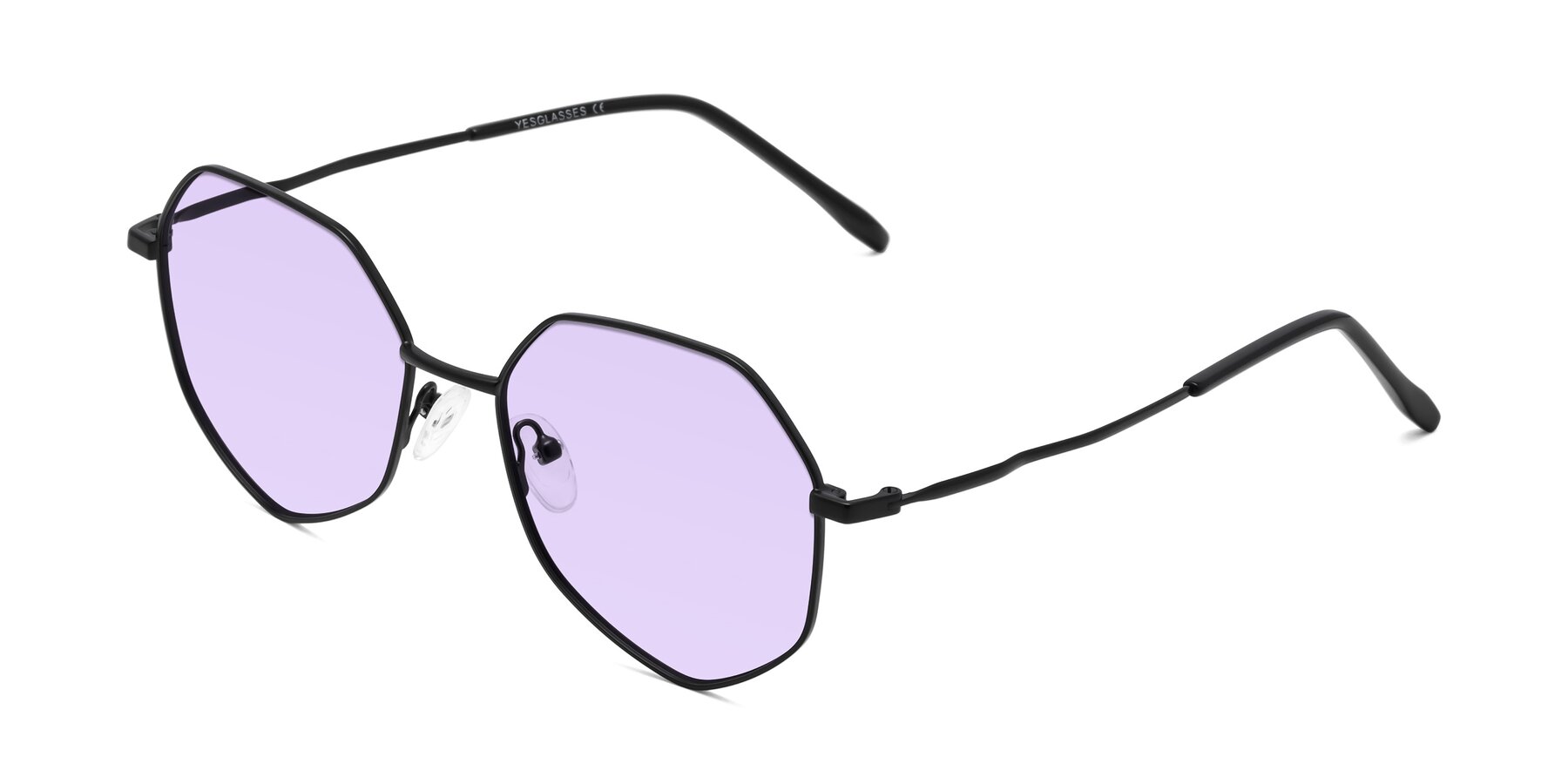 Angle of Sunshine in Black with Light Purple Tinted Lenses