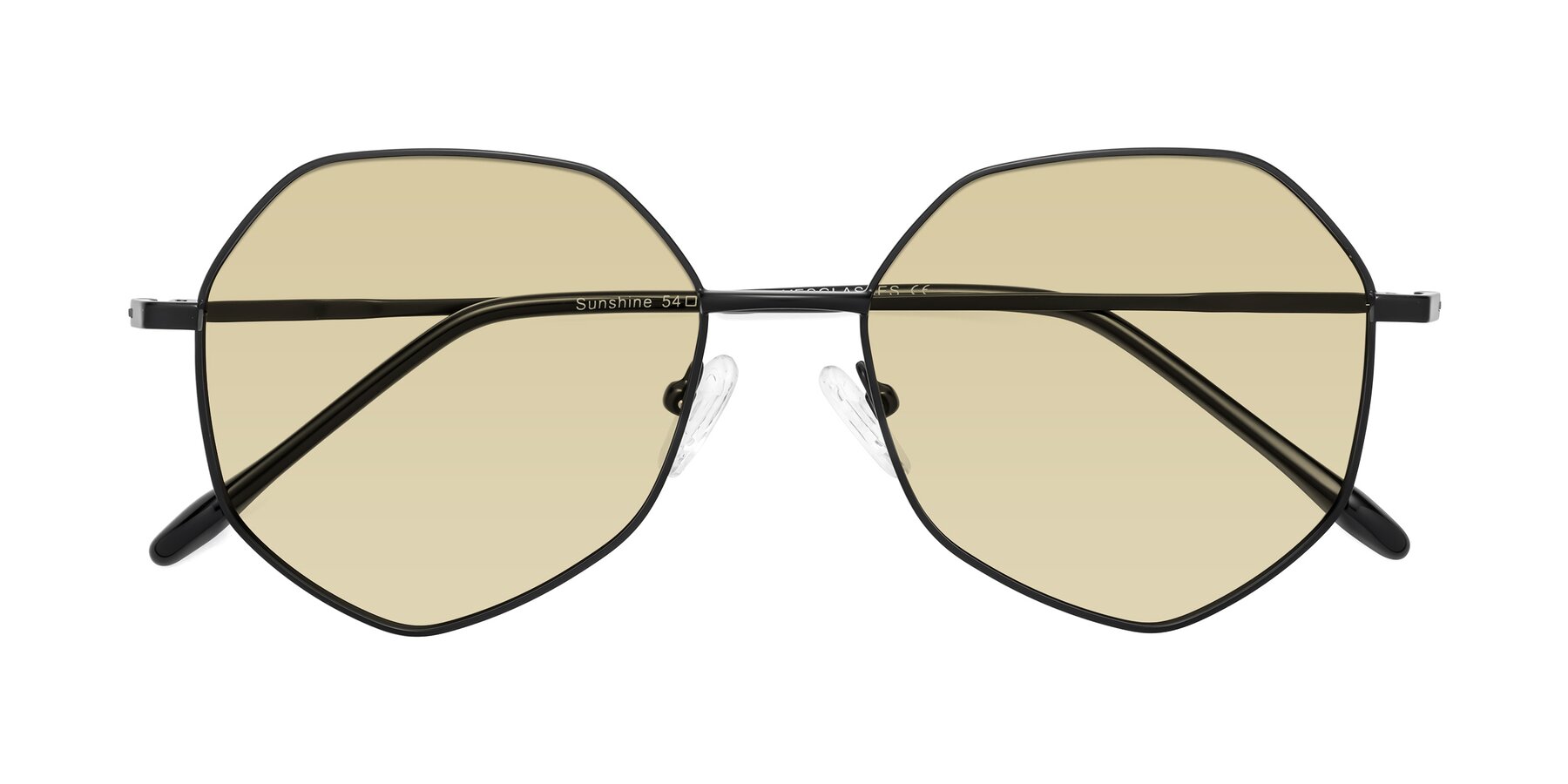 Folded Front of Sunshine in Black with Light Champagne Tinted Lenses