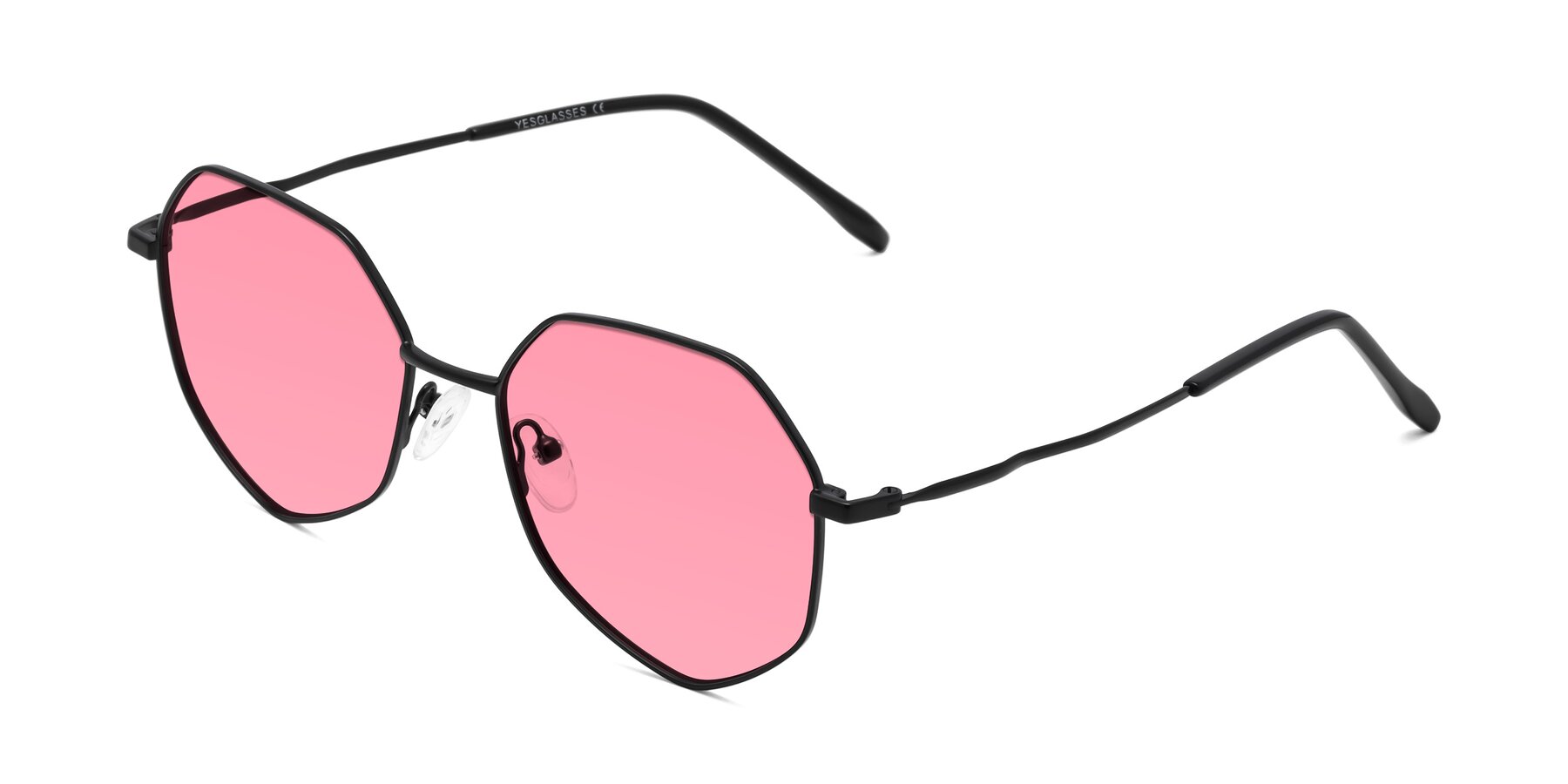 Angle of Sunshine in Black with Pink Tinted Lenses