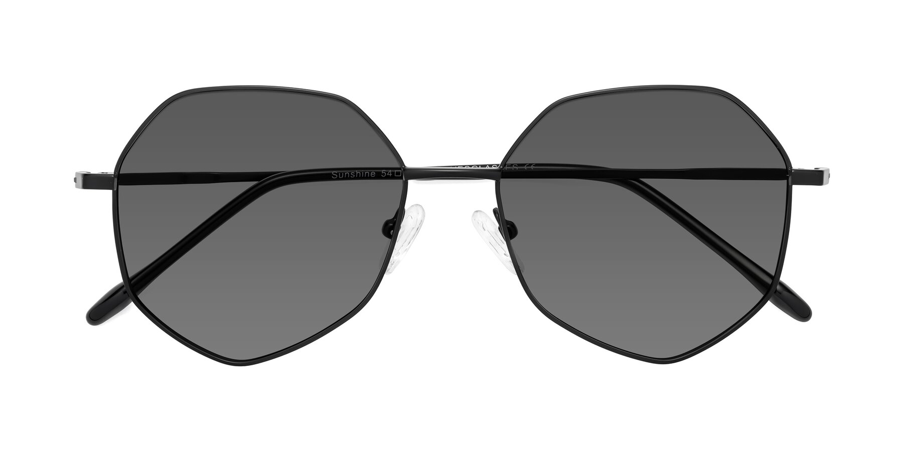 Folded Front of Sunshine in Black with Medium Gray Tinted Lenses