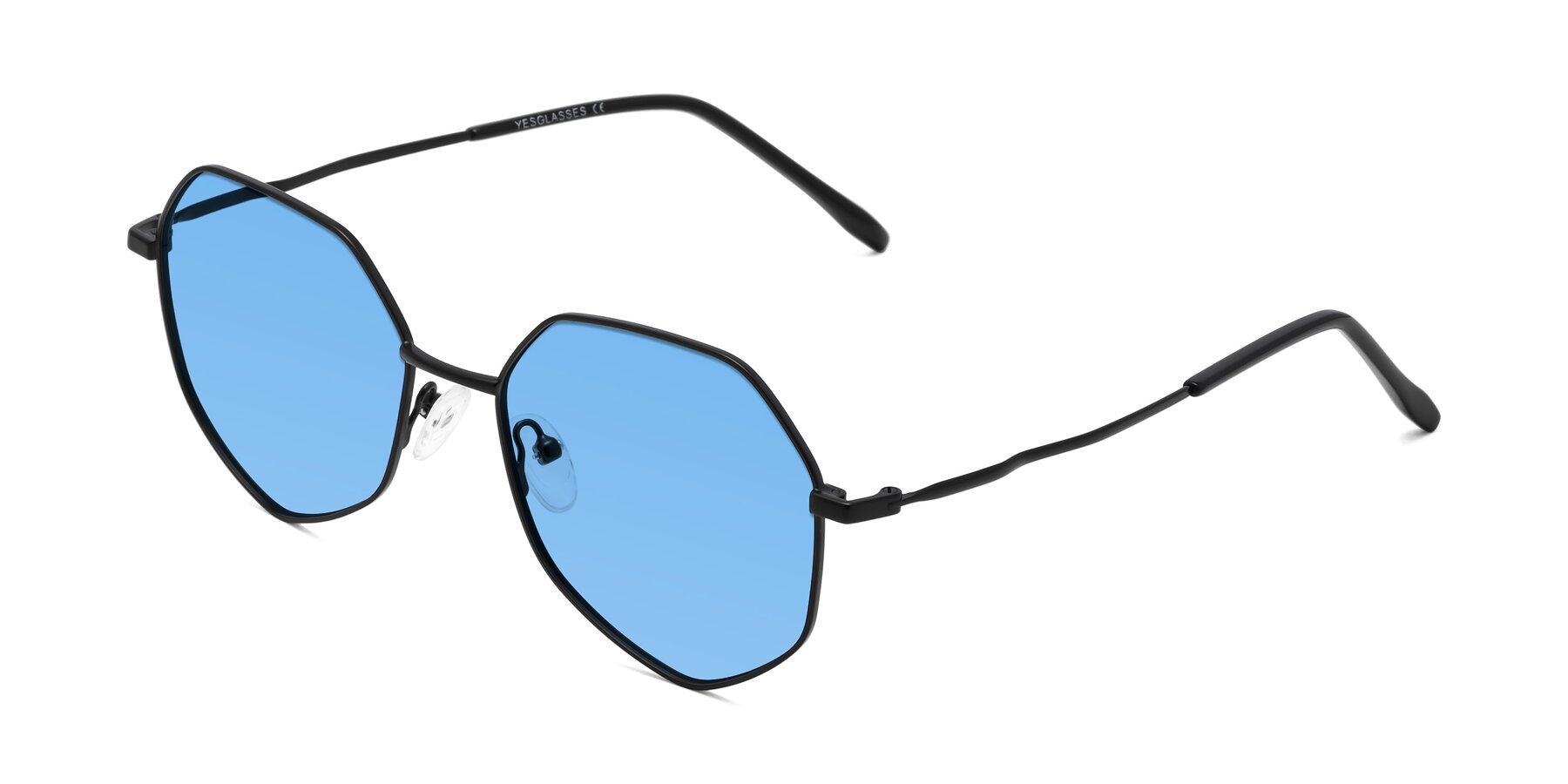 Angle of Sunshine in Black with Medium Blue Tinted Lenses