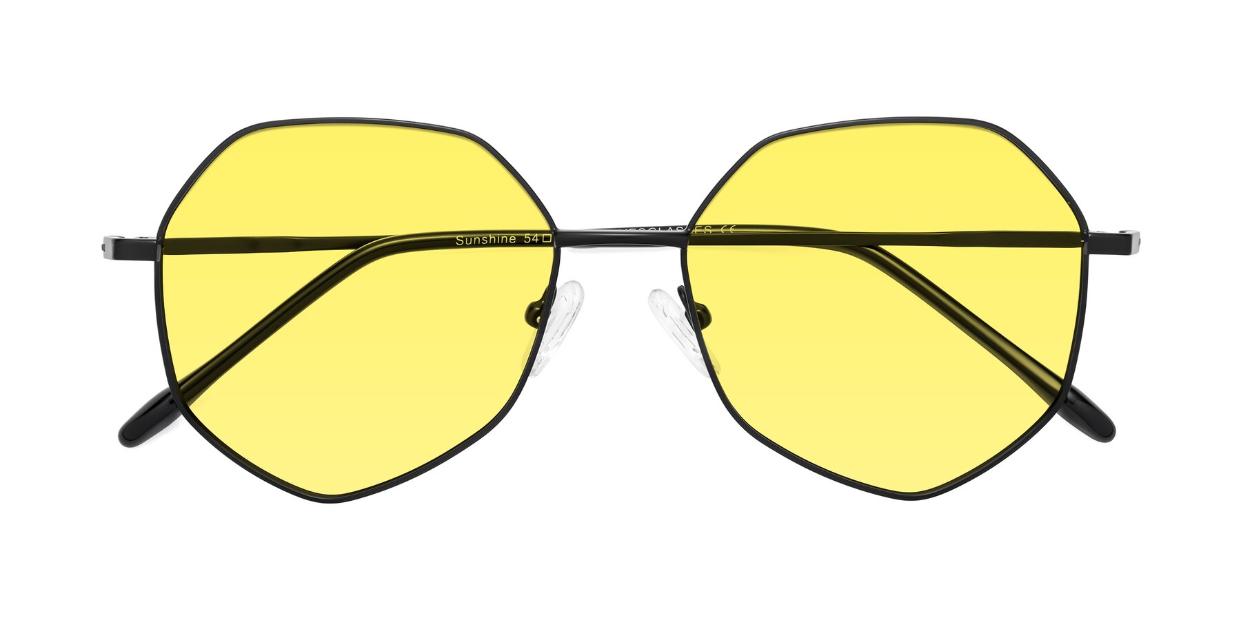 Folded Front of Sunshine in Black with Medium Yellow Tinted Lenses