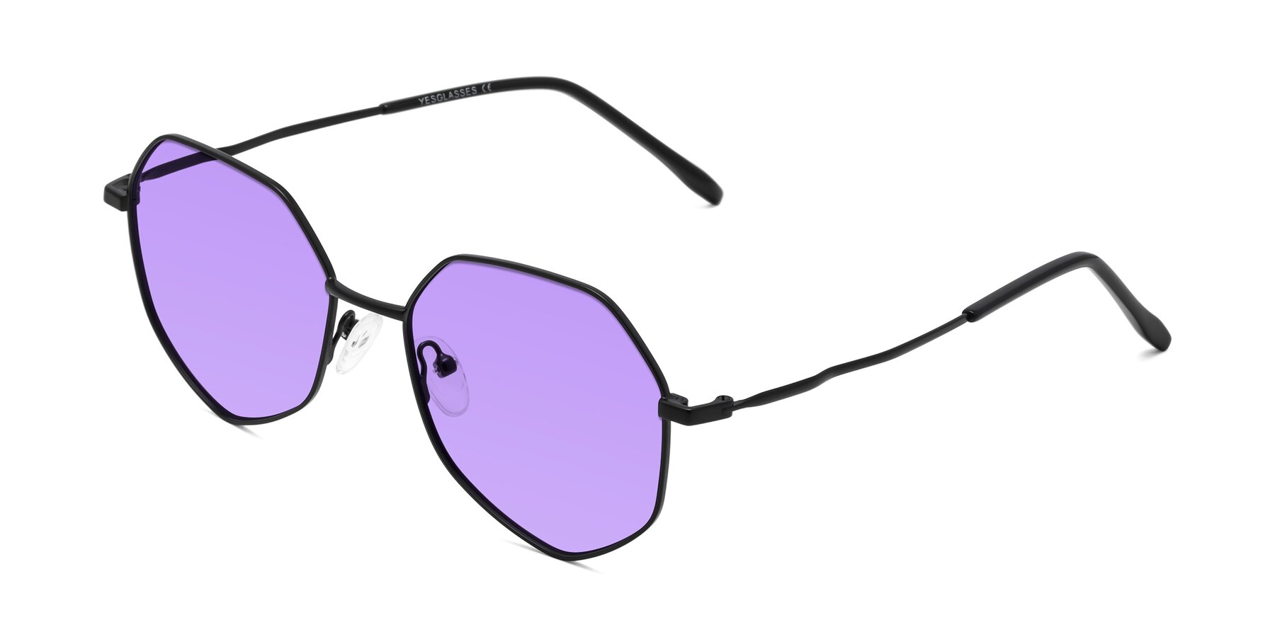 Angle of Sunshine in Black with Medium Purple Tinted Lenses
