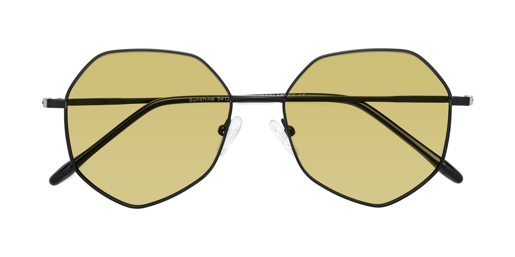 Folded Front of Sunshine in Black with Medium Champagne Tinted Lenses
