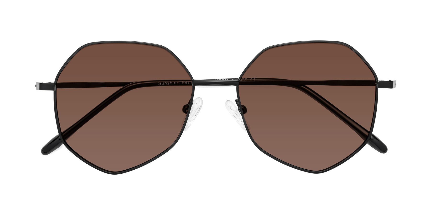 Folded Front of Sunshine in Black with Brown Tinted Lenses