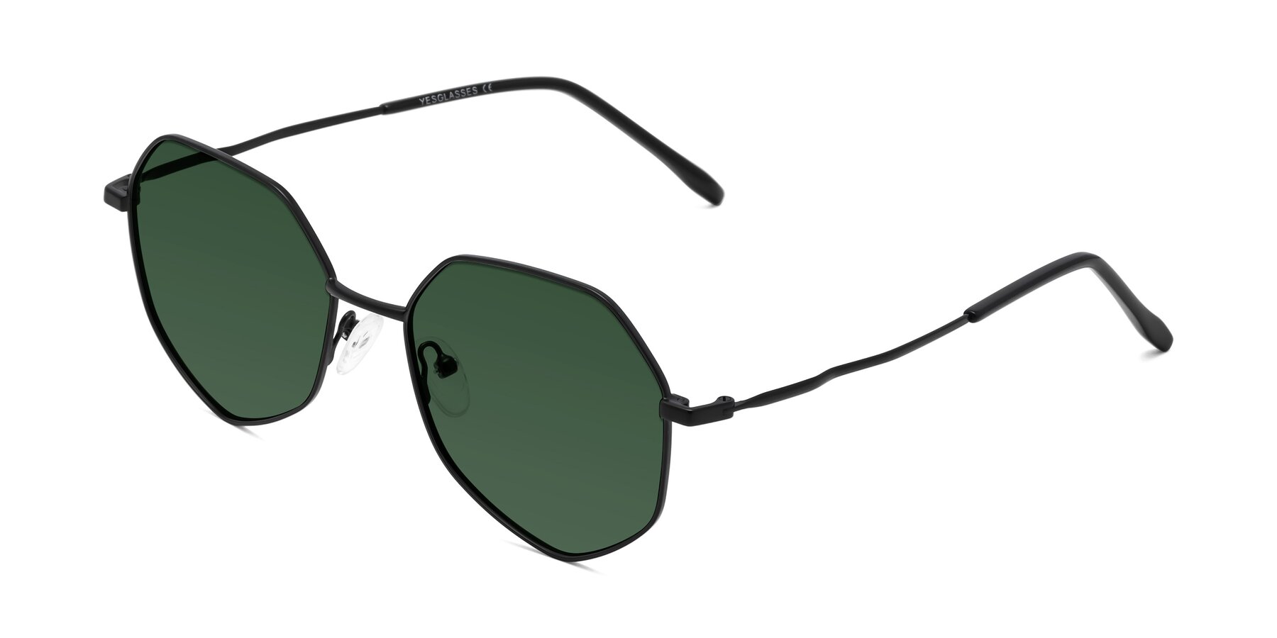 Angle of Sunshine in Black with Green Tinted Lenses