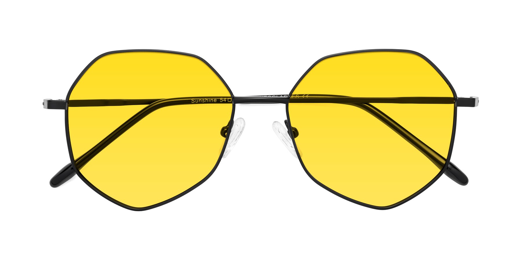 Folded Front of Sunshine in Black with Yellow Tinted Lenses