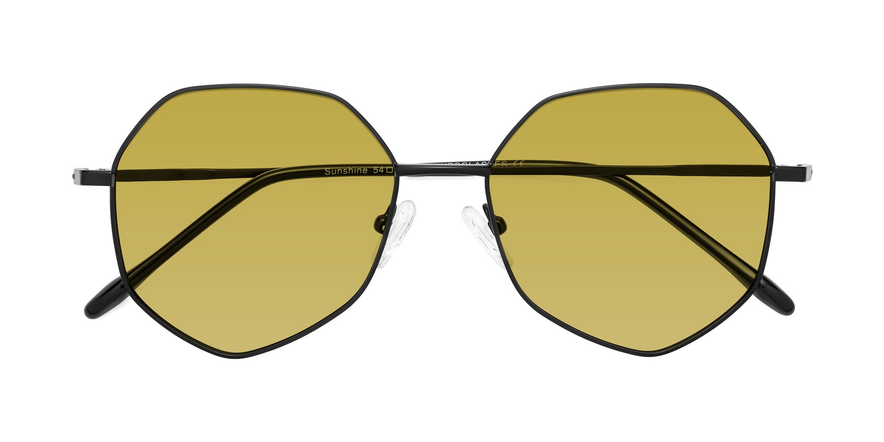 Folded Front of Sunshine in Black with Champagne Tinted Lenses