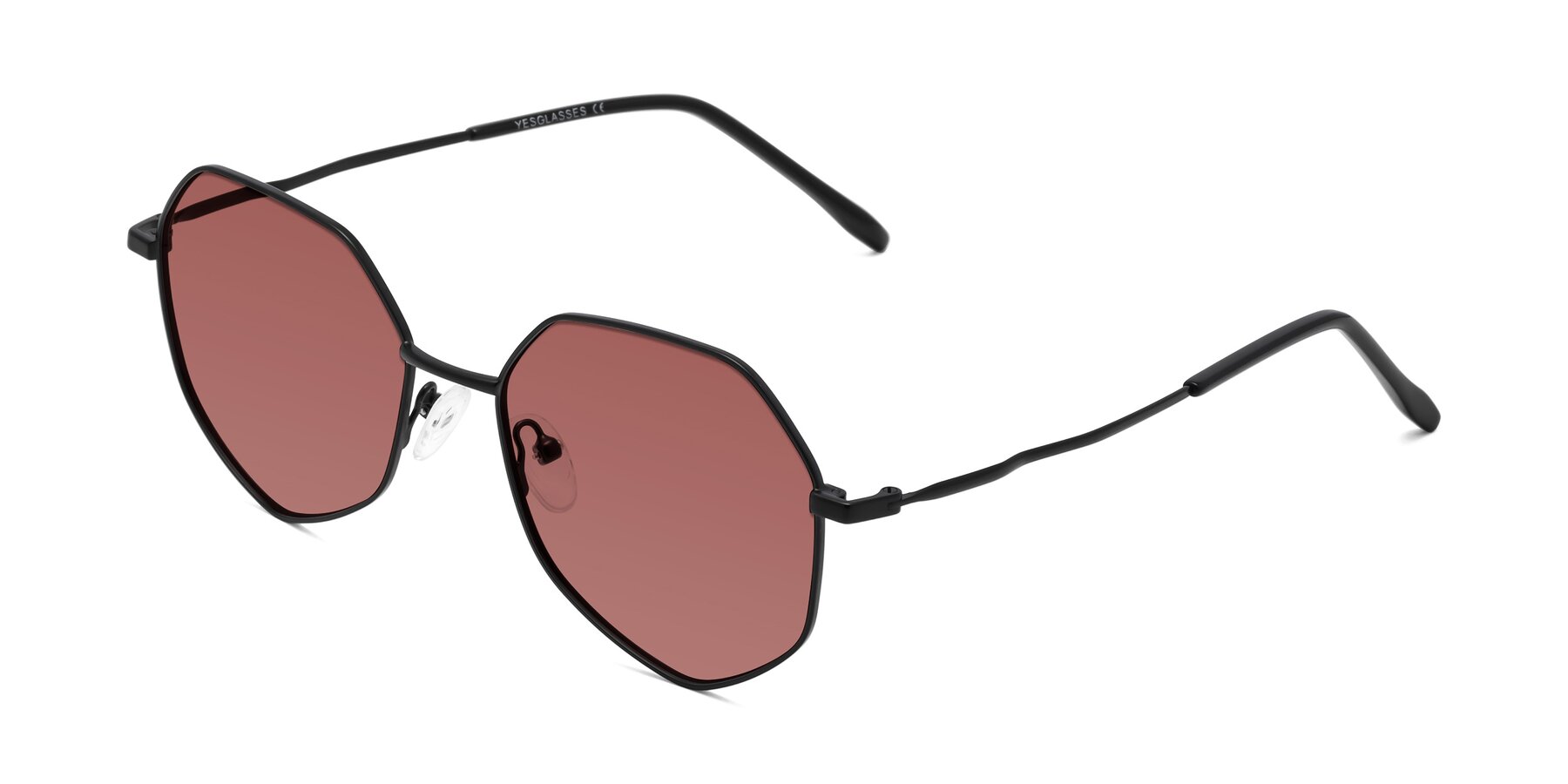 Angle of Sunshine in Black with Garnet Tinted Lenses