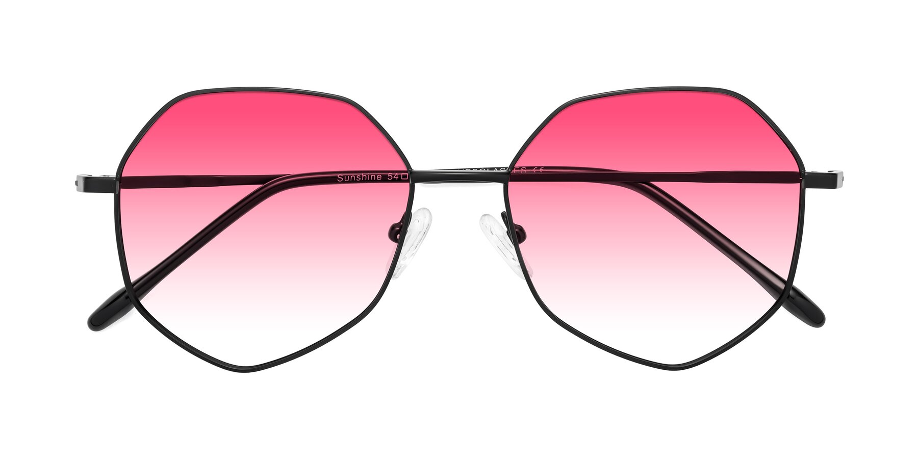 Folded Front of Sunshine in Black with Pink Gradient Lenses