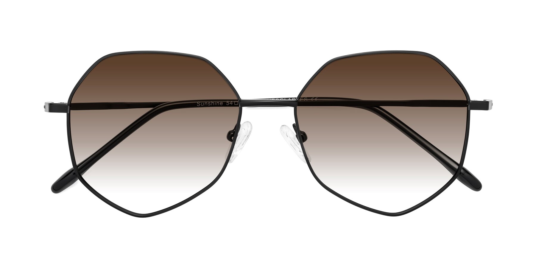 Folded Front of Sunshine in Black with Brown Gradient Lenses
