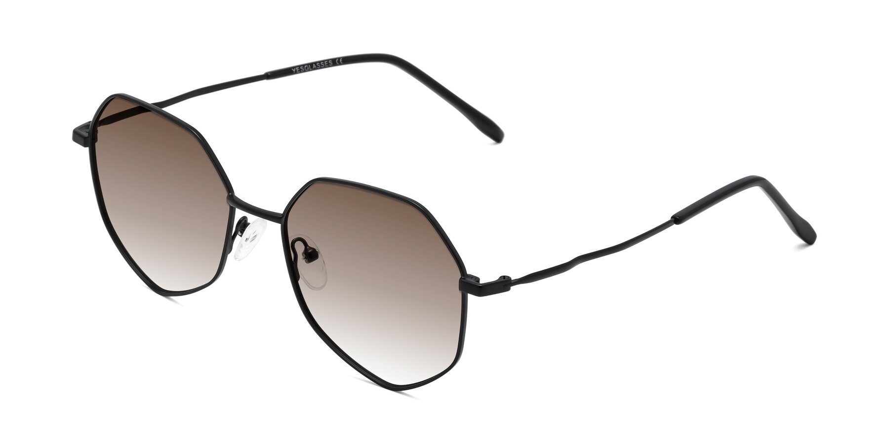 Angle of Sunshine in Black with Brown Gradient Lenses