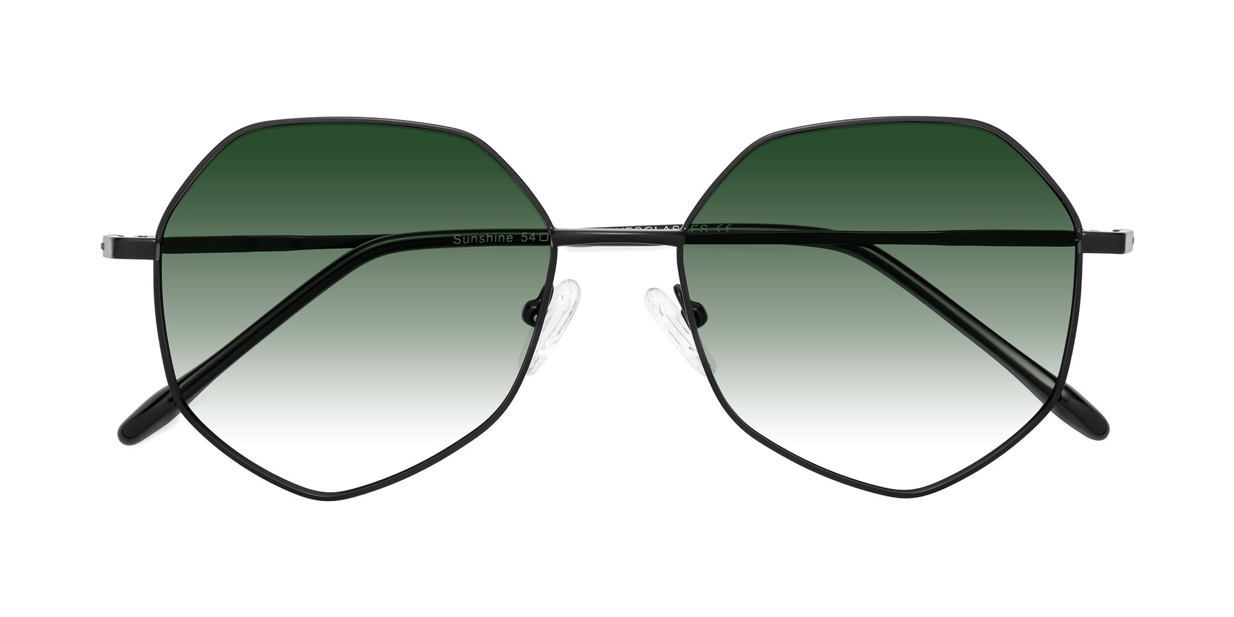Folded Front of Sunshine in Black with Green Gradient Lenses