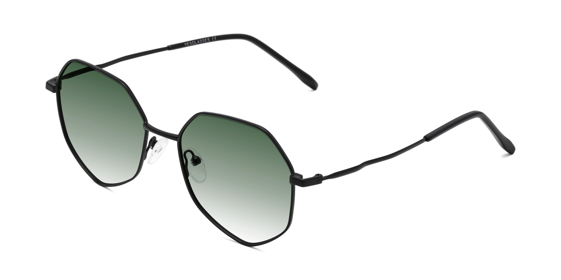 Angle of Sunshine in Black with Green Gradient Lenses