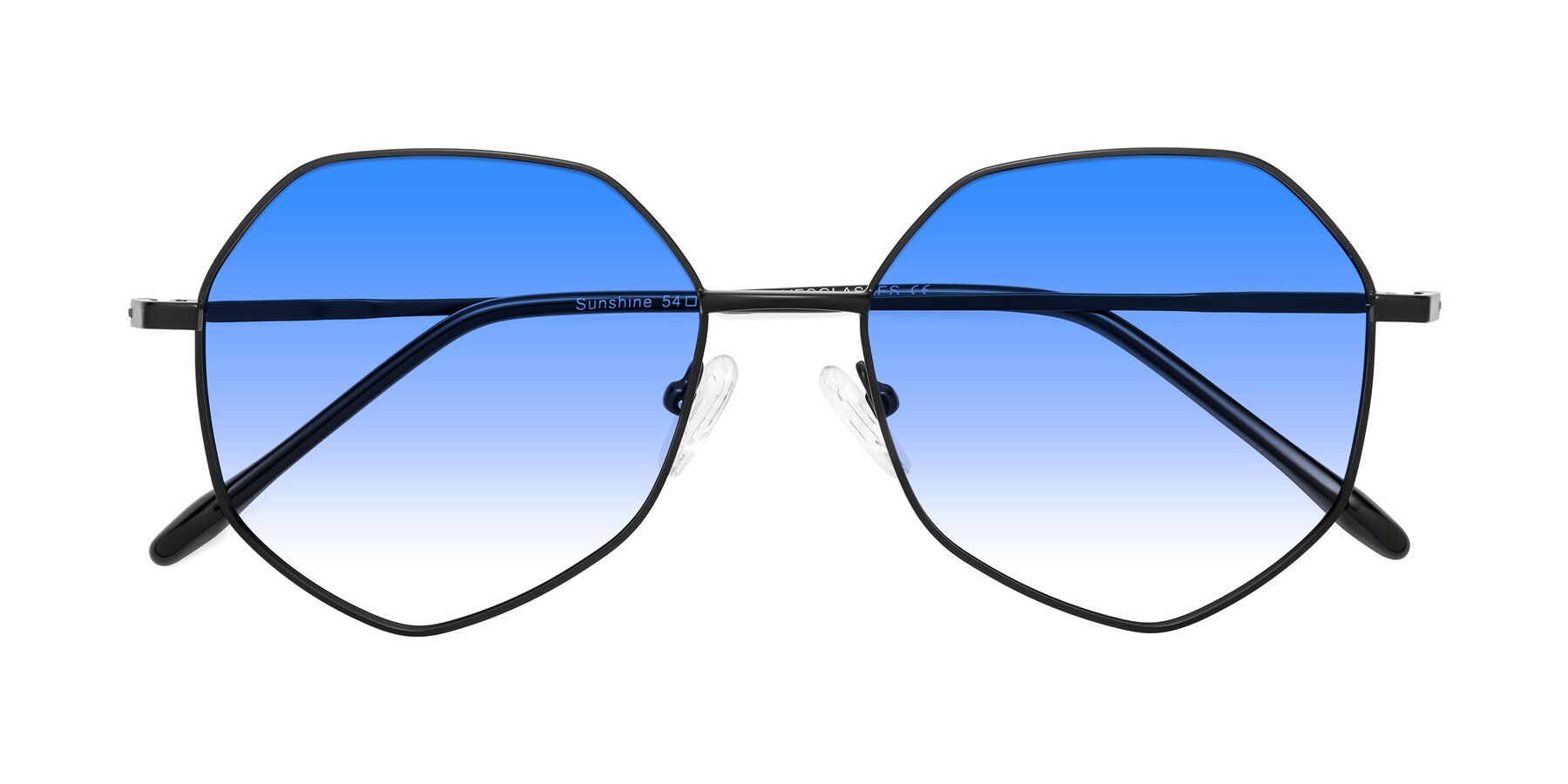 Folded Front of Sunshine in Black with Blue Gradient Lenses