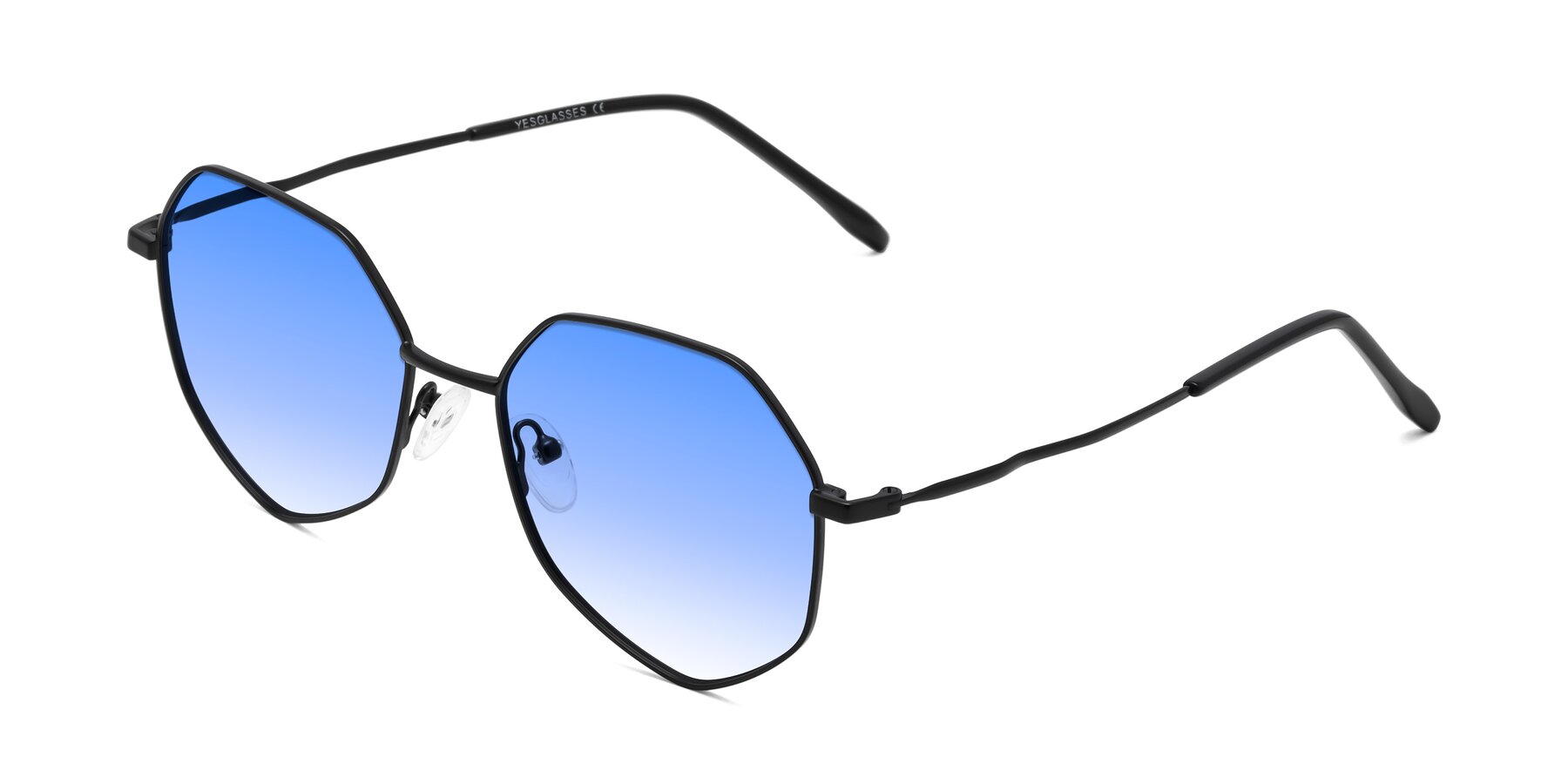 Angle of Sunshine in Black with Blue Gradient Lenses