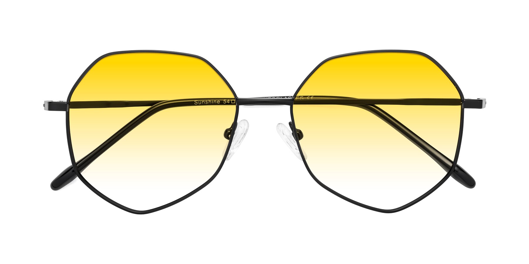 Folded Front of Sunshine in Black with Yellow Gradient Lenses