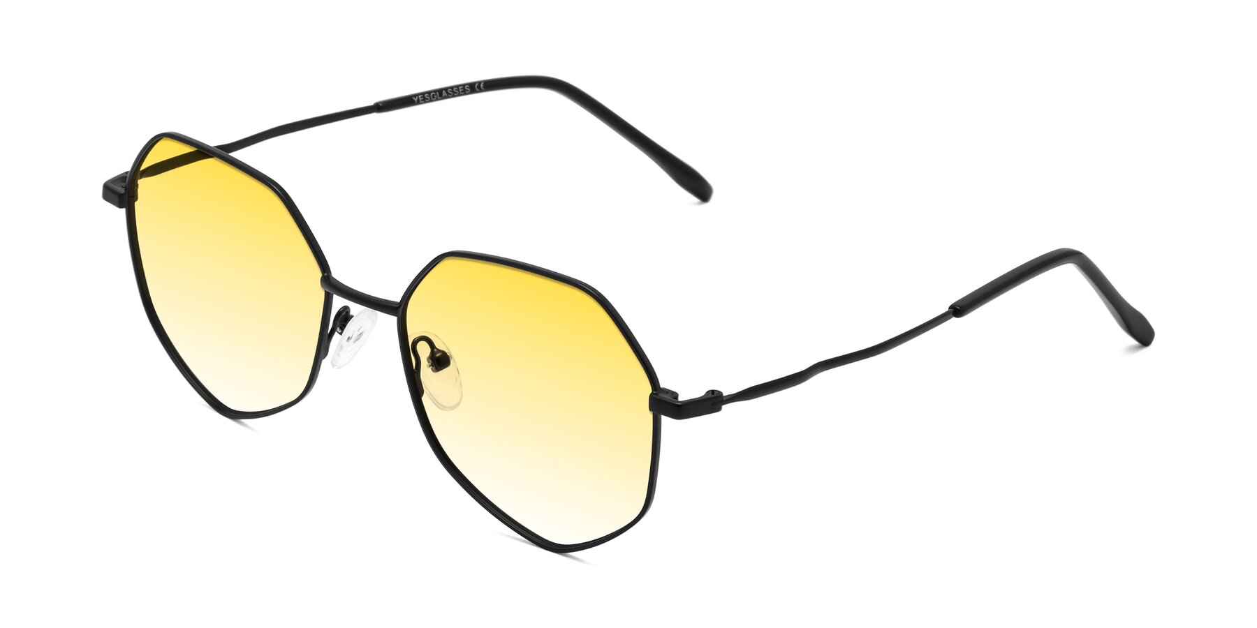 Angle of Sunshine in Black with Yellow Gradient Lenses