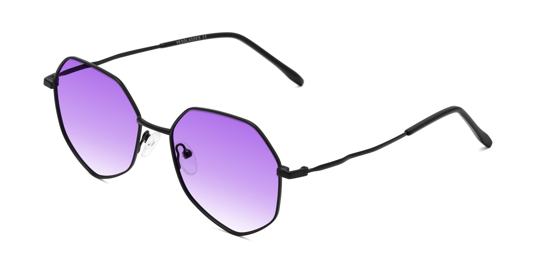 Angle of Sunshine in Black with Purple Gradient Lenses