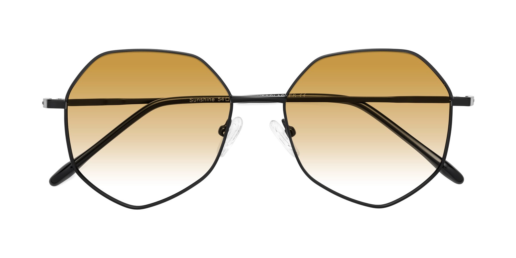 Folded Front of Sunshine in Black with Champagne Gradient Lenses