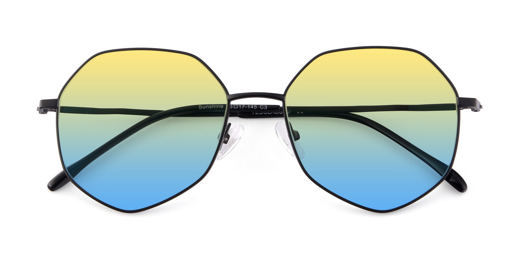 Folded Front of Sunshine in Black with Yellow / Blue Gradient Lenses