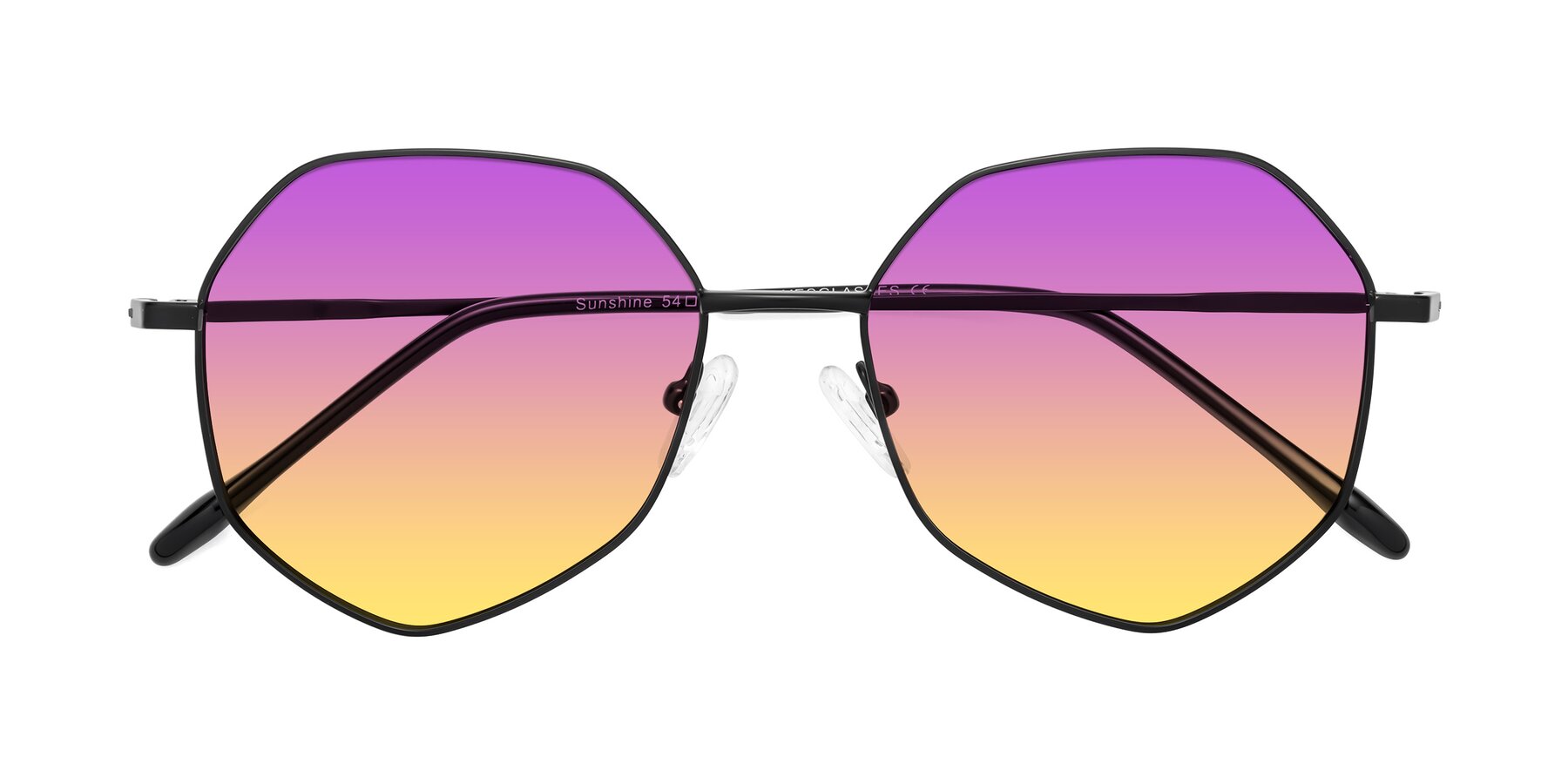 Folded Front of Sunshine in Black with Purple / Yellow Gradient Lenses