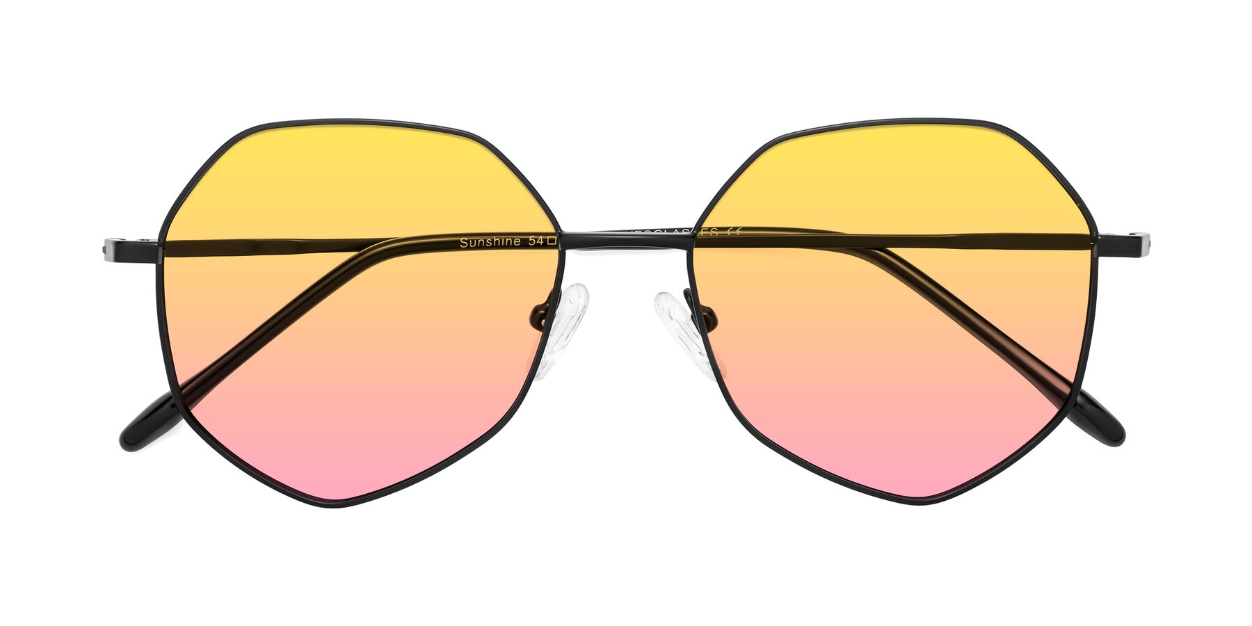 Folded Front of Sunshine in Black with Yellow / Pink Gradient Lenses