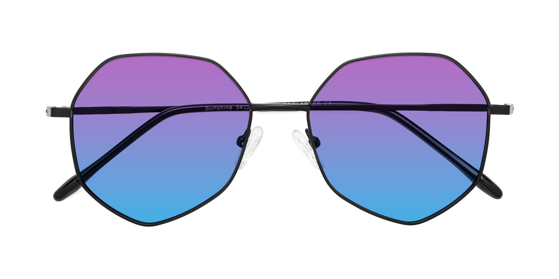 Folded Front of Sunshine in Black with Purple / Blue Gradient Lenses