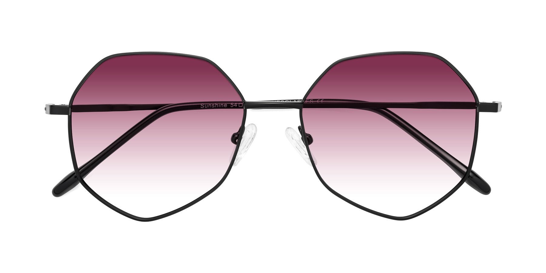 Folded Front of Sunshine in Black with Wine Gradient Lenses