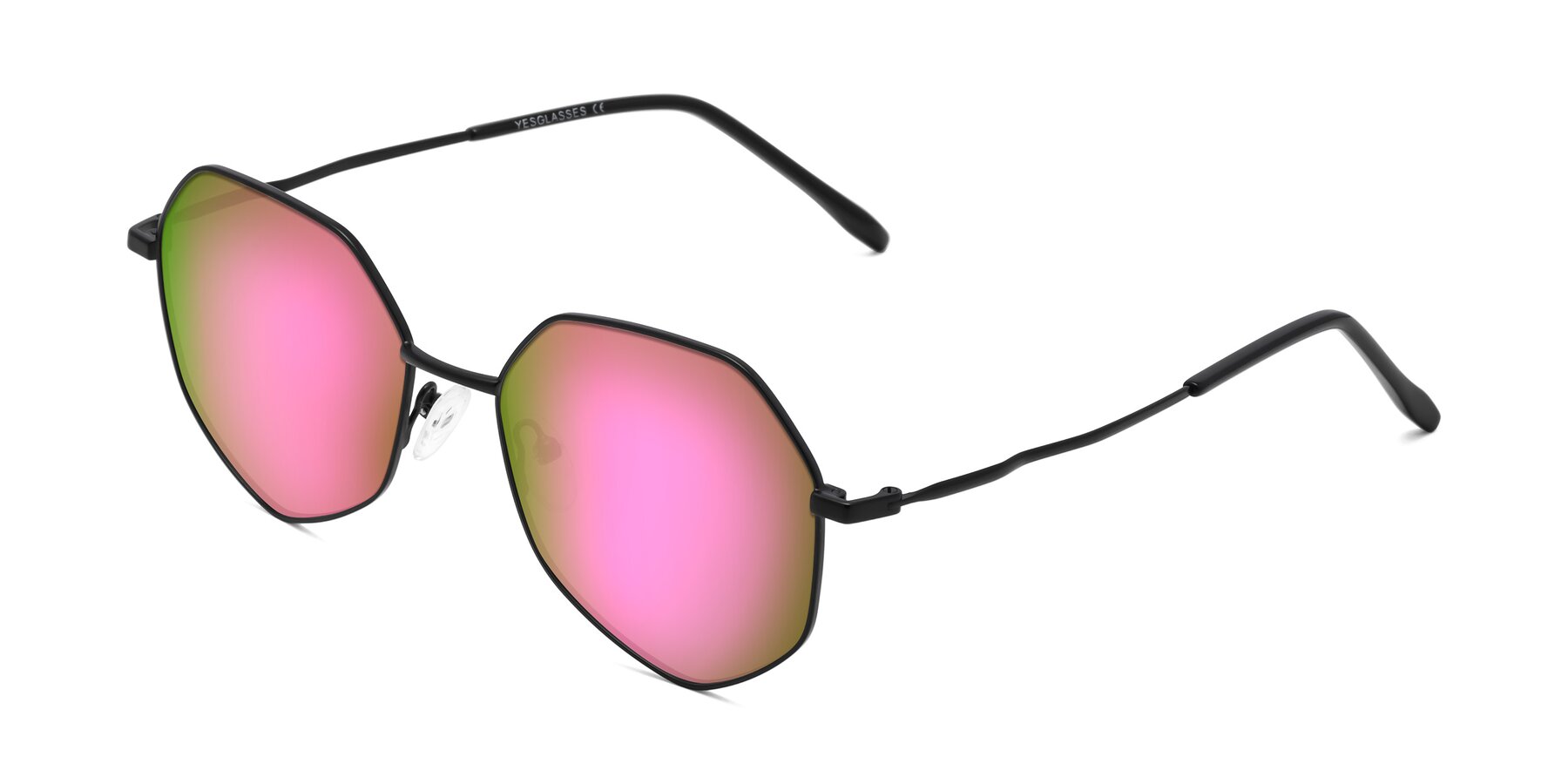 Angle of Sunshine in Black with Pink Mirrored Lenses