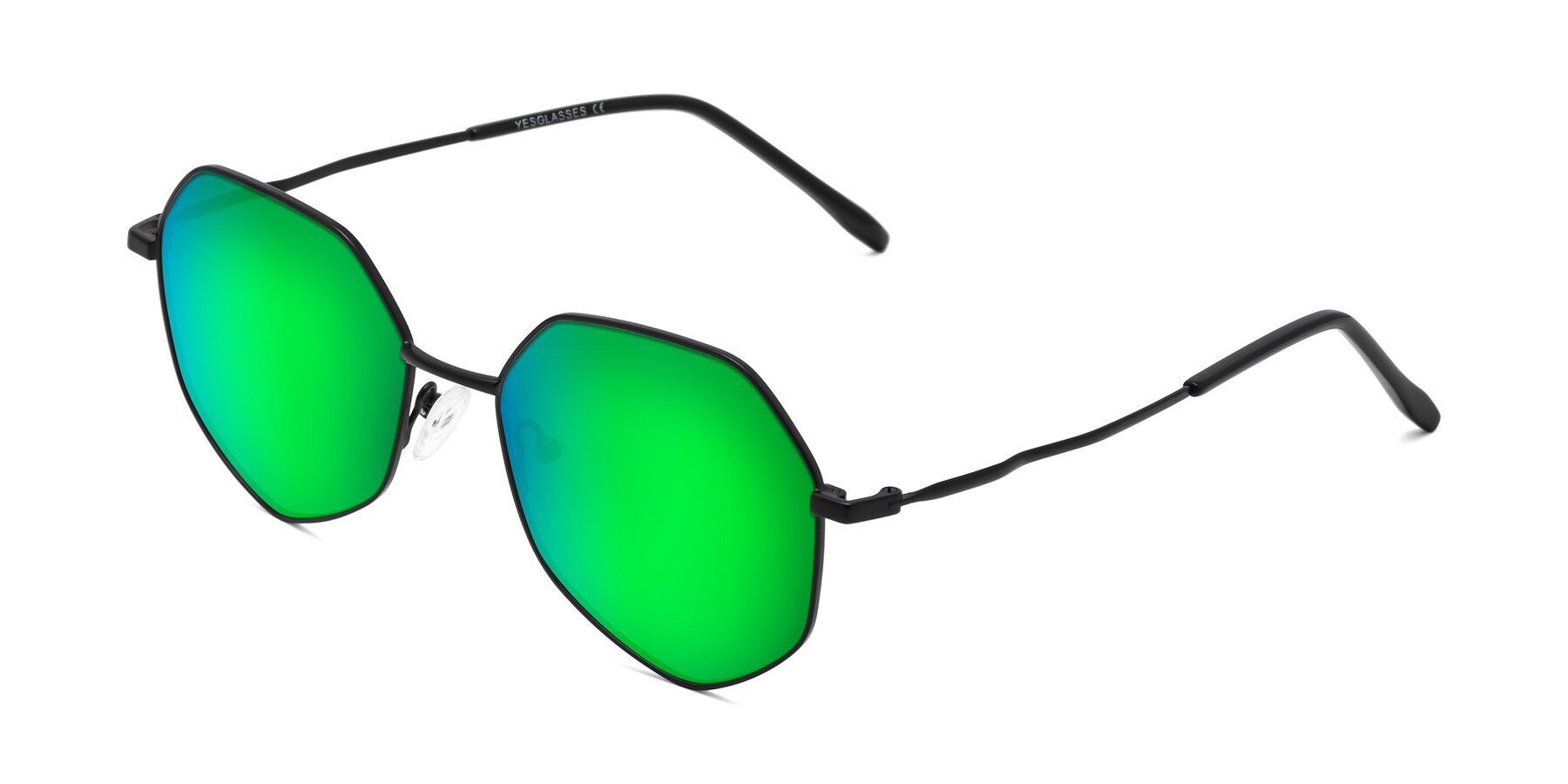 Angle of Sunshine in Black with Green Mirrored Lenses