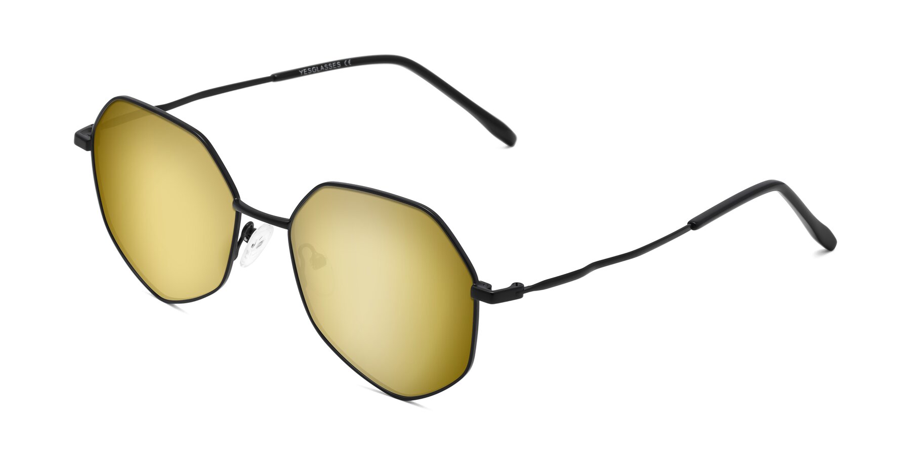 Angle of Sunshine in Black with Gold Mirrored Lenses