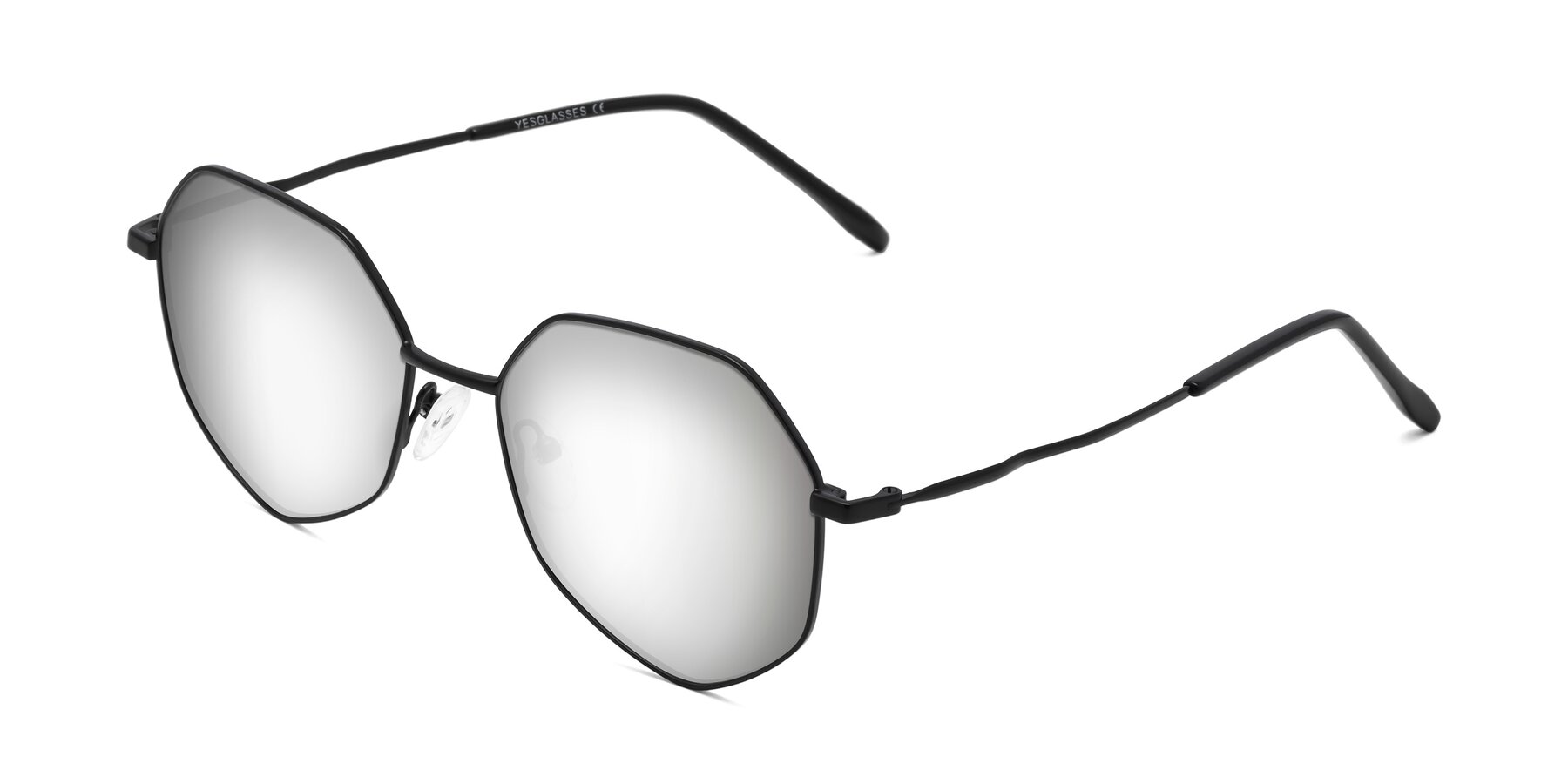 Angle of Sunshine in Black with Silver Mirrored Lenses