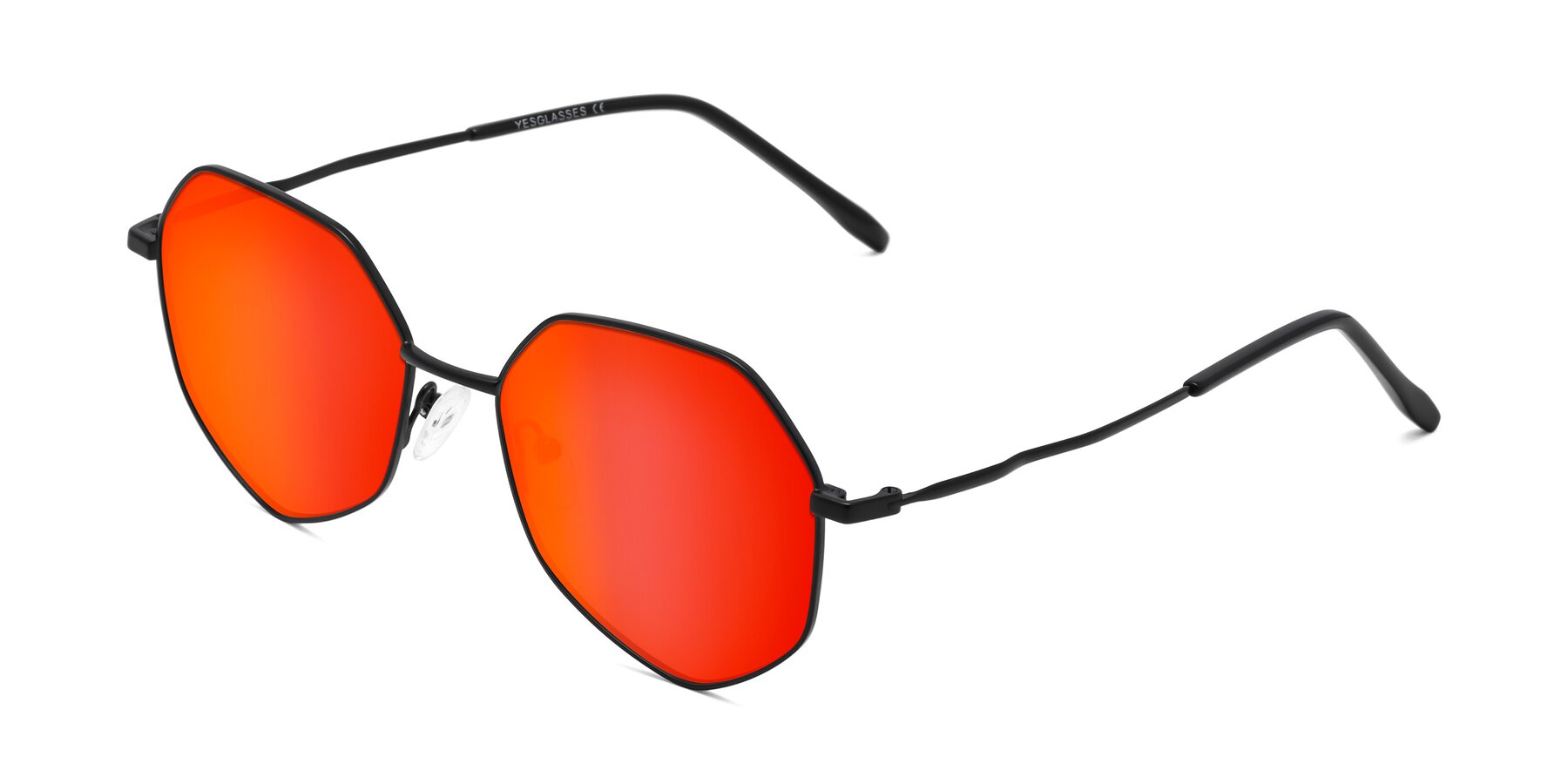 Angle of Sunshine in Black with Red Gold Mirrored Lenses