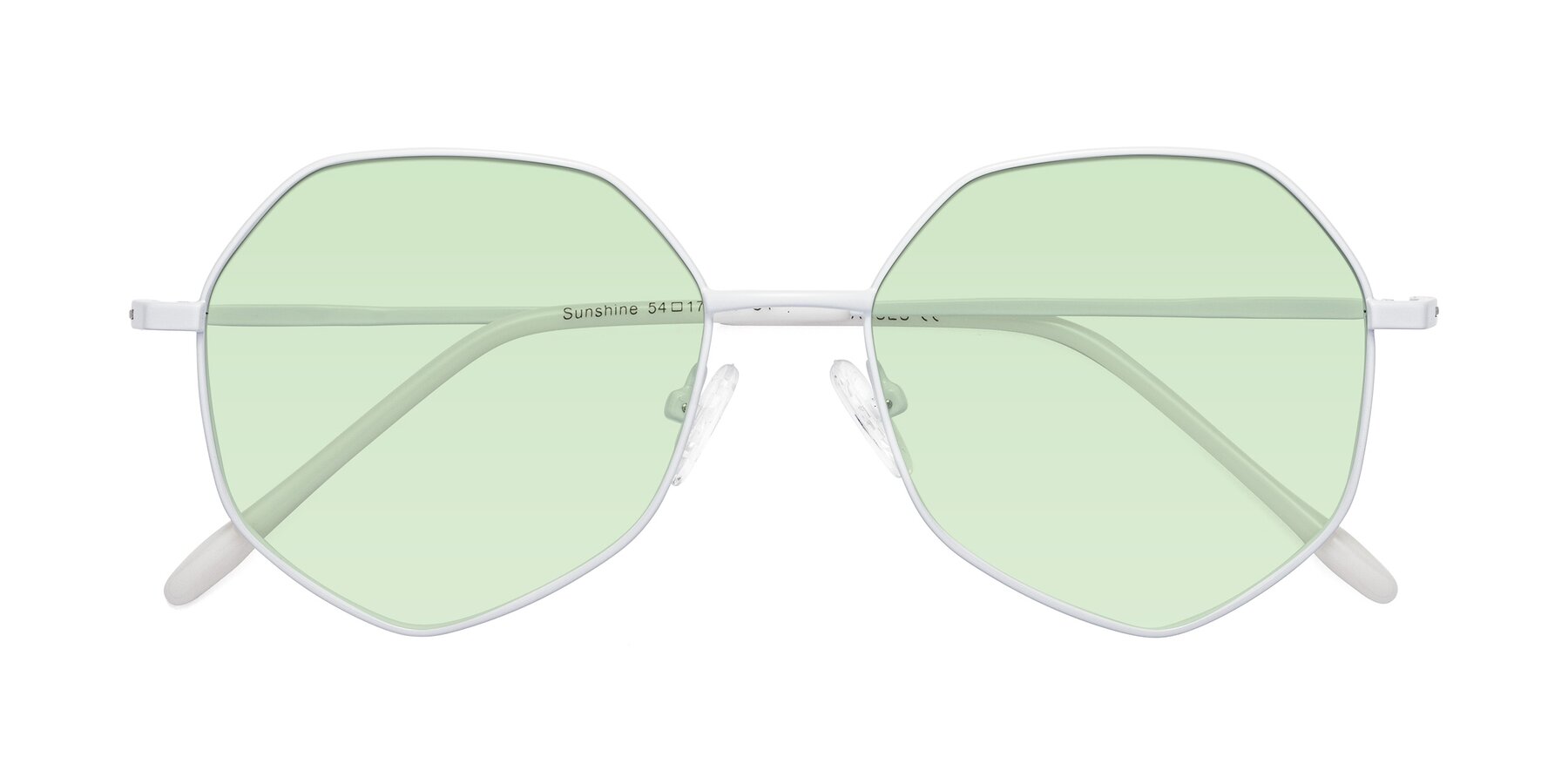 Folded Front of Sunshine in Milk with Light Green Tinted Lenses