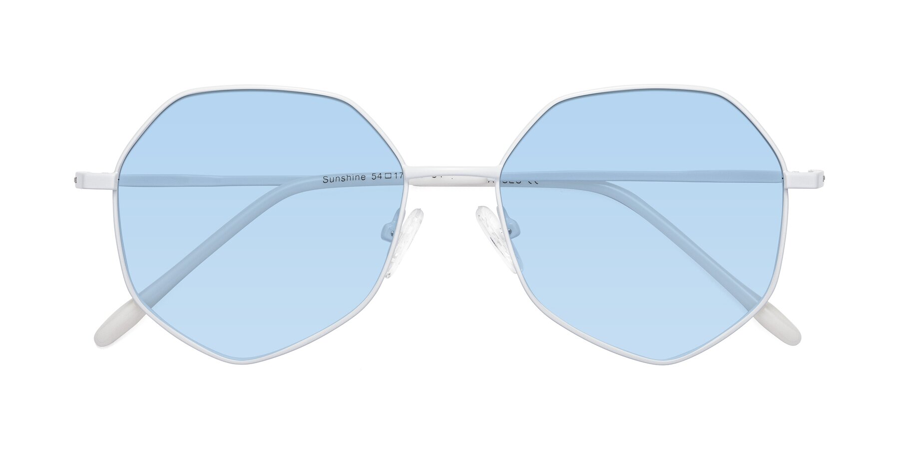 Folded Front of Sunshine in Milk with Light Blue Tinted Lenses