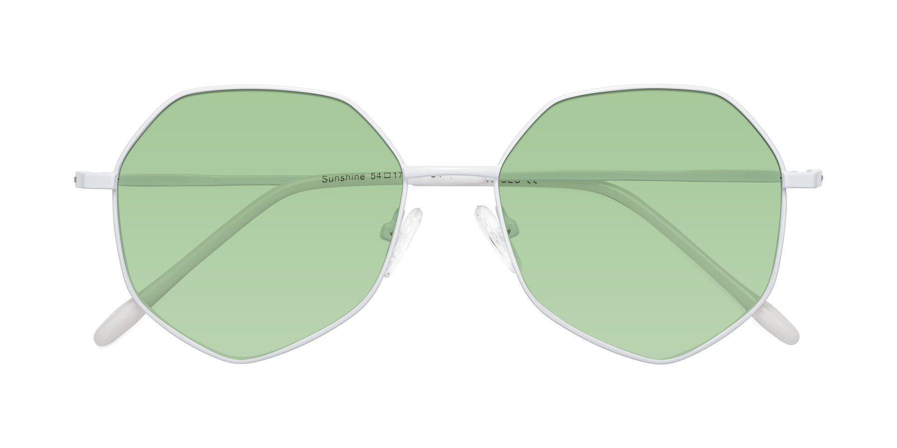 Folded Front of Sunshine in Milk with Medium Green Tinted Lenses