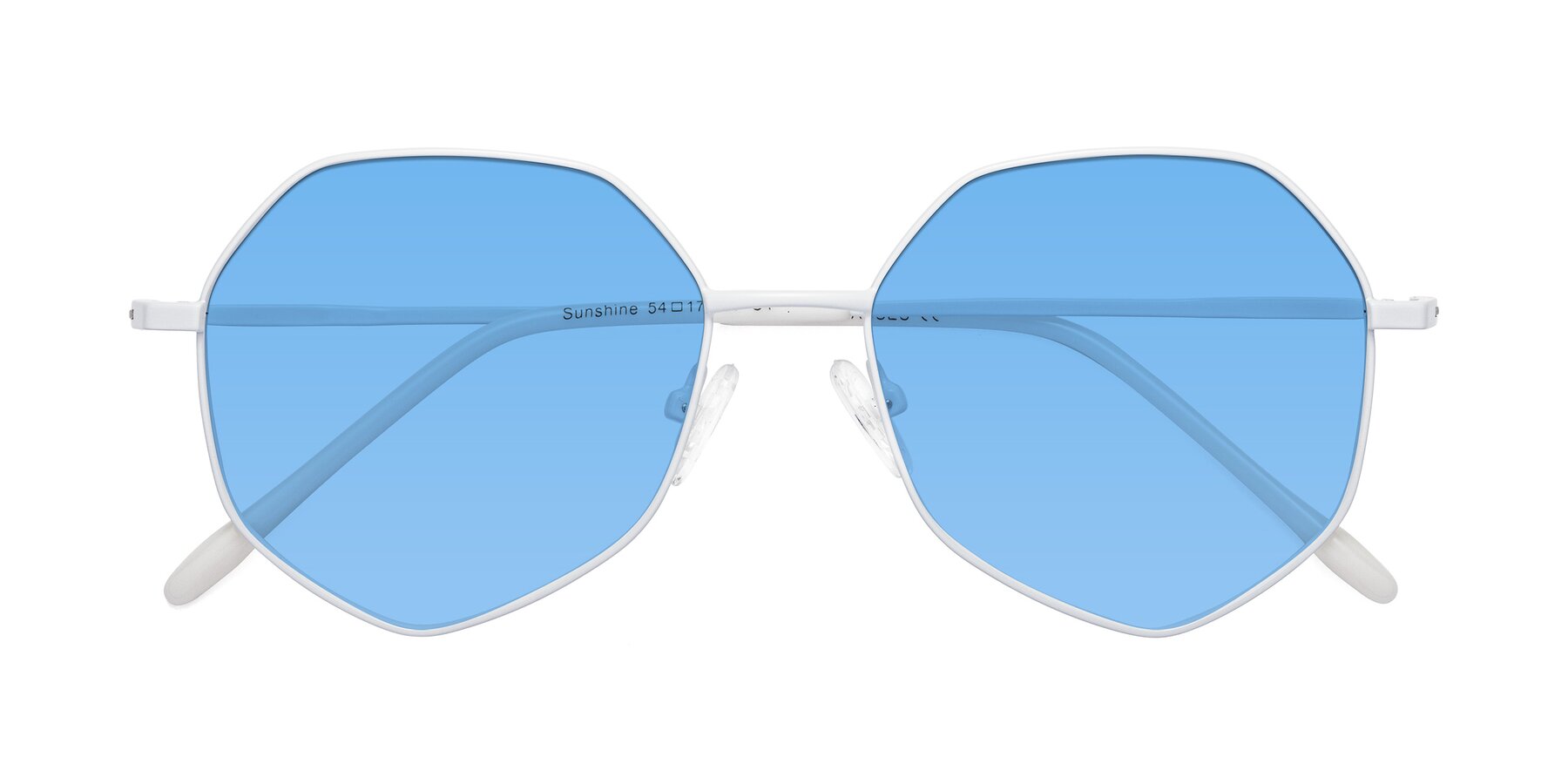 Folded Front of Sunshine in Milk with Medium Blue Tinted Lenses