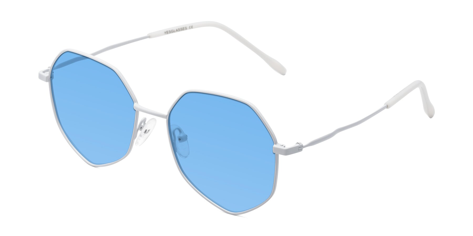 Angle of Sunshine in Milk with Medium Blue Tinted Lenses