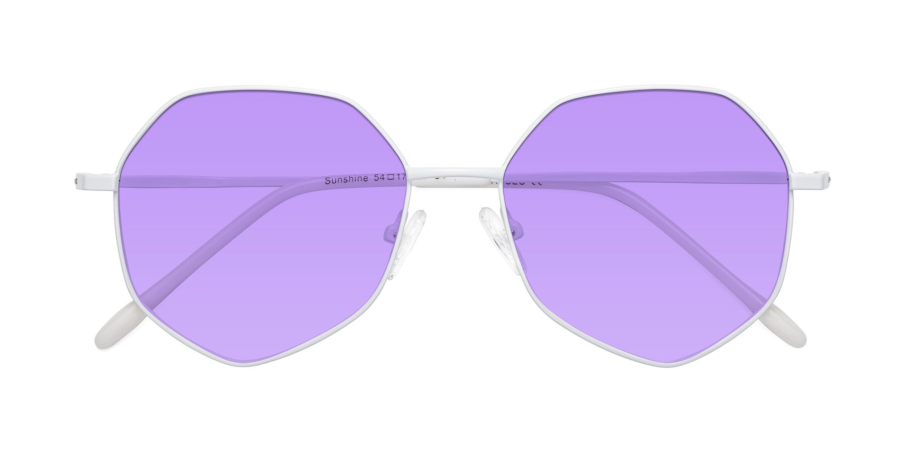 Folded Front of Sunshine in Milk with Medium Purple Tinted Lenses