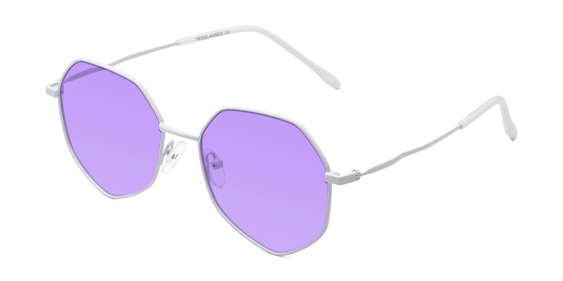 Angle of Sunshine in Milk with Medium Purple Tinted Lenses