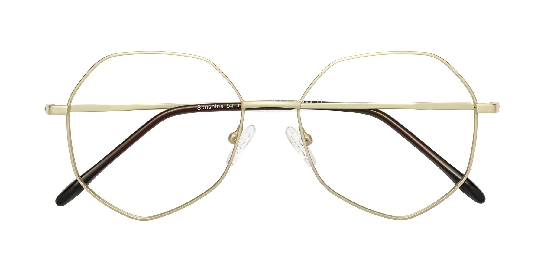 Folded Front of Sunshine in Light Gold with Clear Reading Eyeglass Lenses