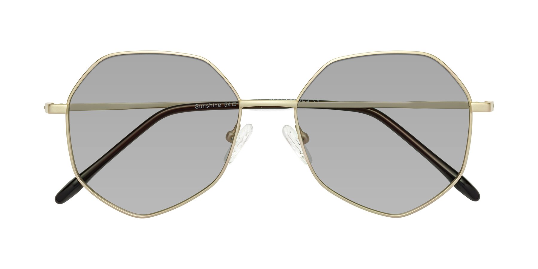 Folded Front of Sunshine in Light Gold with Light Gray Tinted Lenses
