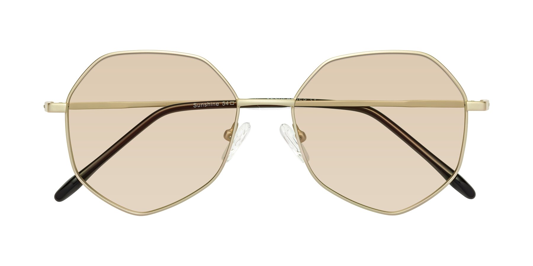 Folded Front of Sunshine in Light Gold with Light Brown Tinted Lenses