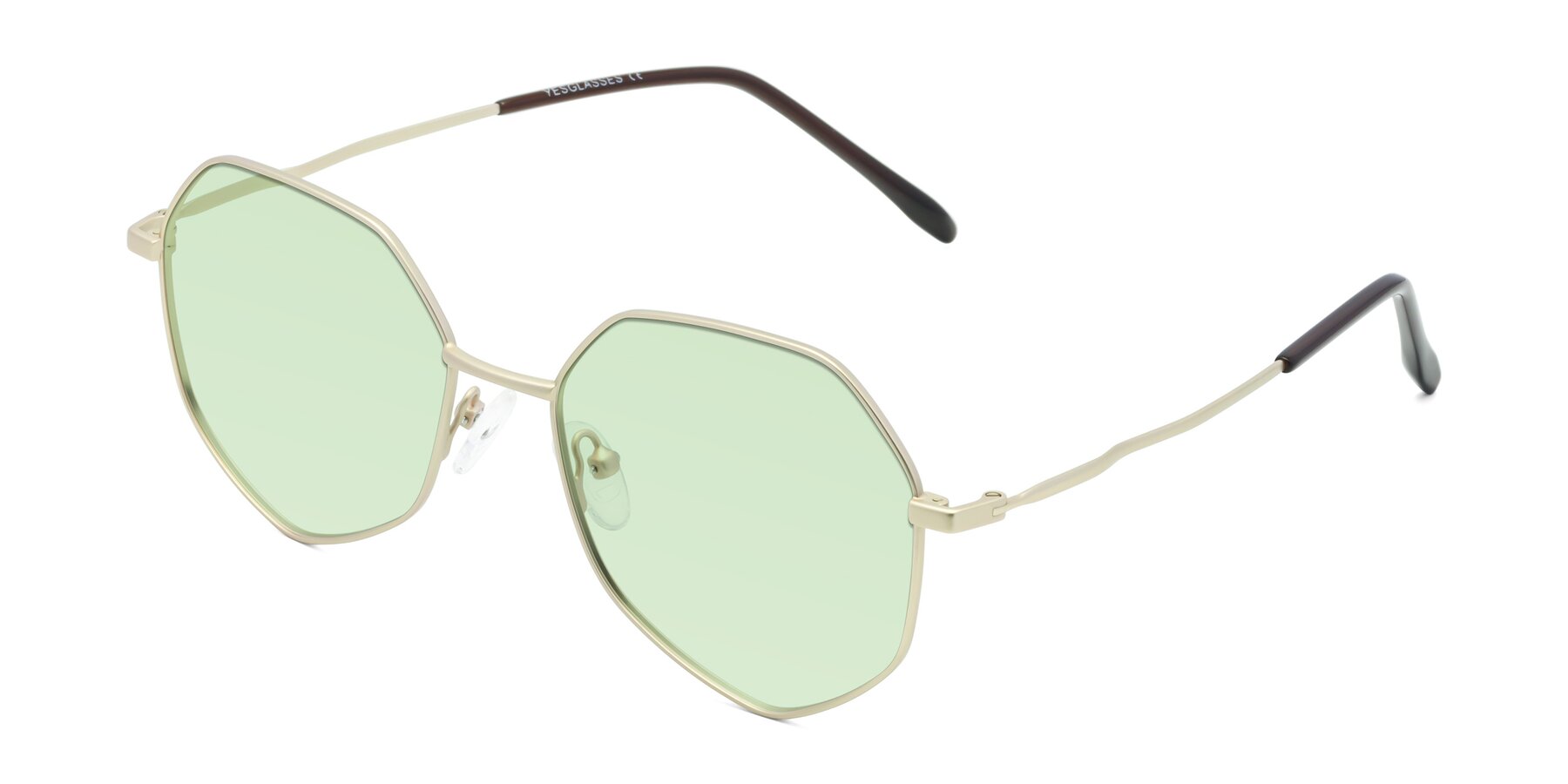Angle of Sunshine in Light Gold with Light Green Tinted Lenses