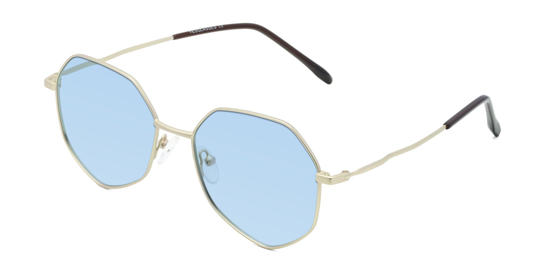 Angle of Sunshine in Light Gold with Light Blue Tinted Lenses