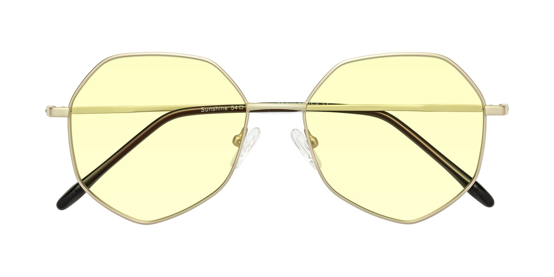 Folded Front of Sunshine in Light Gold with Light Yellow Tinted Lenses