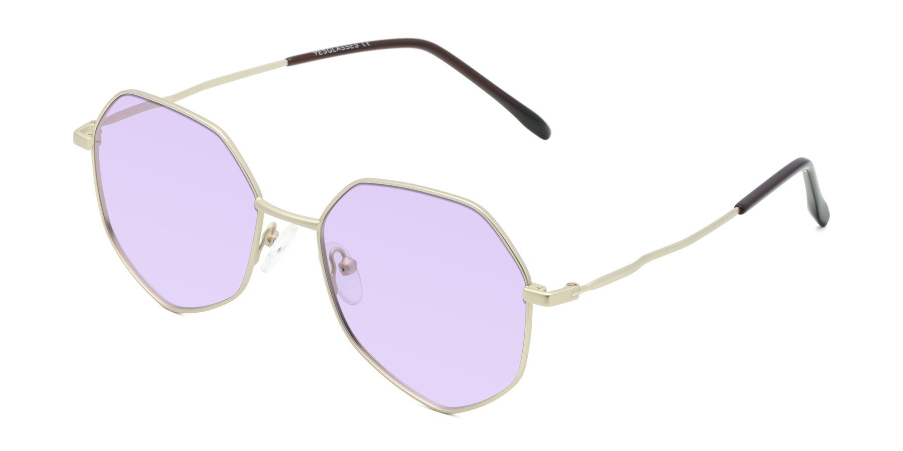 Angle of Sunshine in Light Gold with Light Purple Tinted Lenses