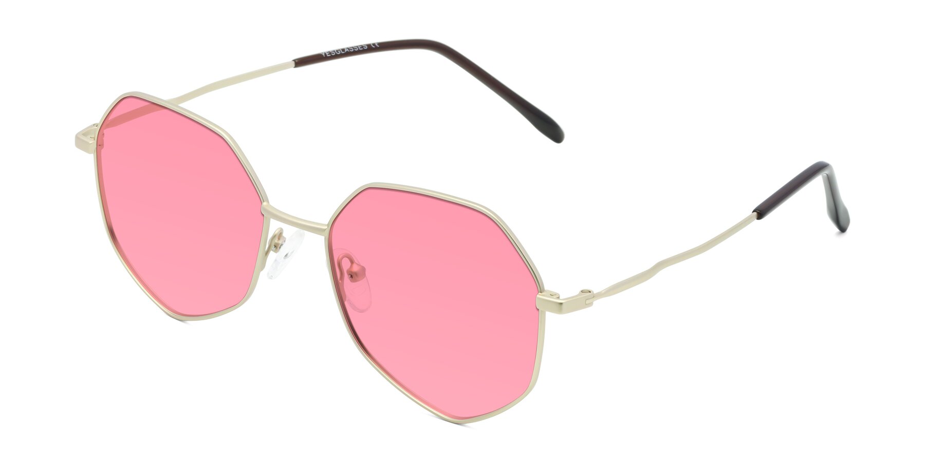 Angle of Sunshine in Light Gold with Pink Tinted Lenses